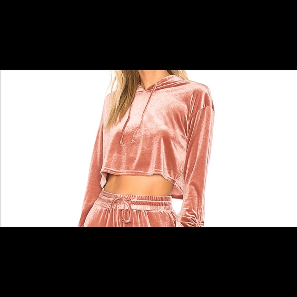 Velvet lounge wear crop top hoodie!